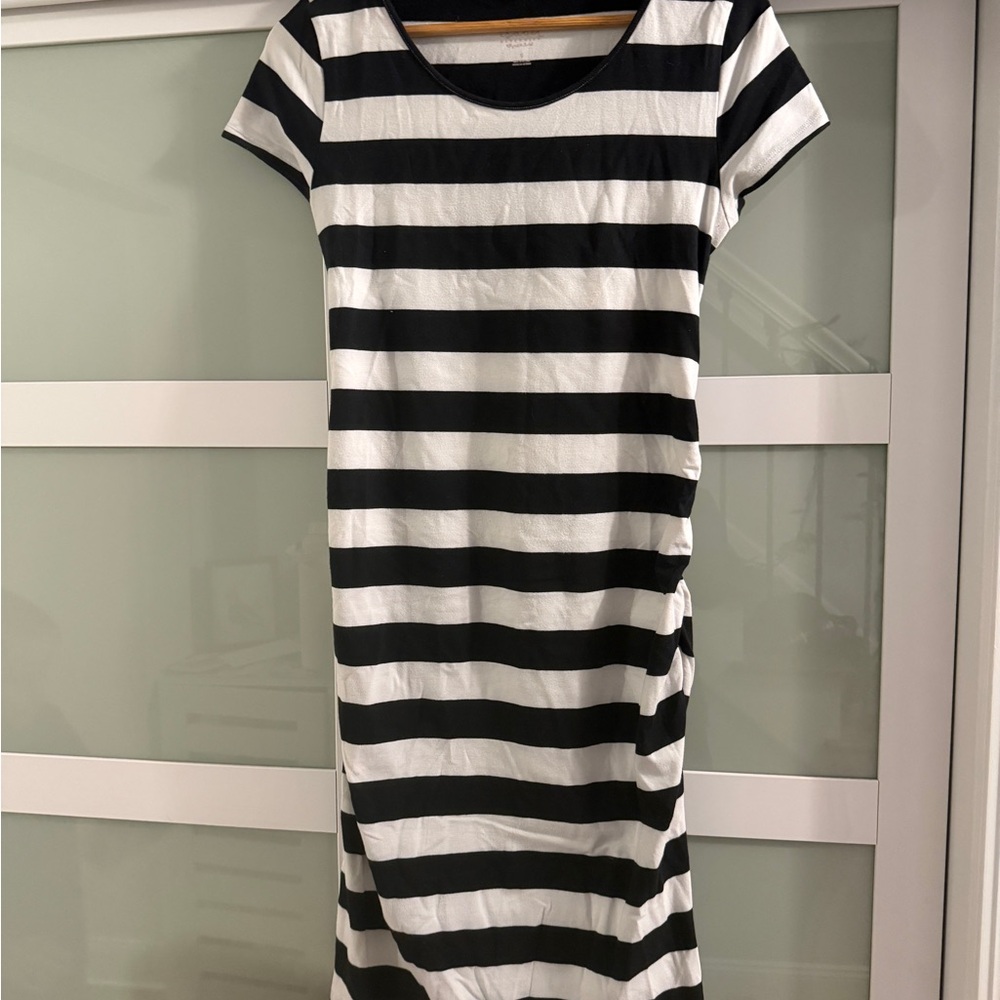 Isabel Maternity by Ingrid & Isabel Black and White Striped Midi Dress